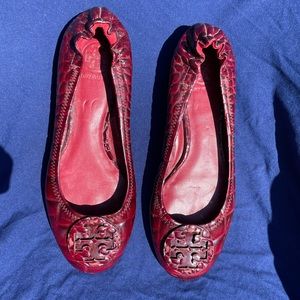 Tory Burch Minnie Travel Ballet Flats Roma Red